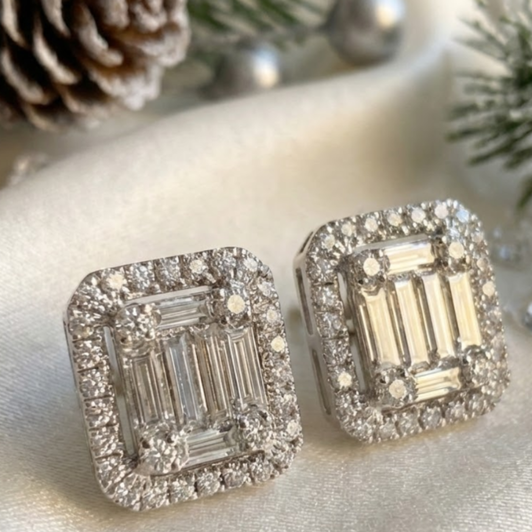 Aretes De Diamante Cuadrado