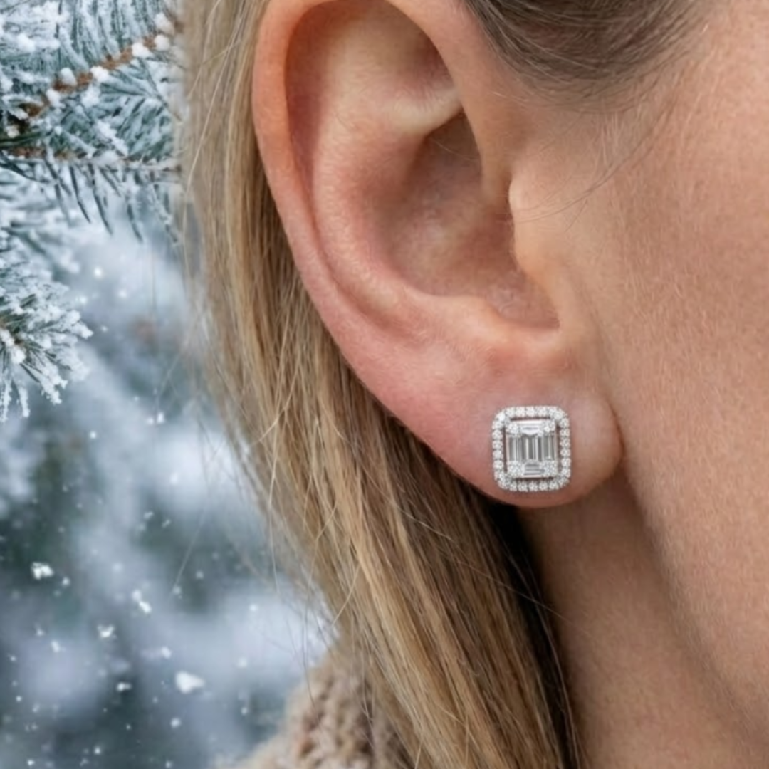 Aretes De Diamante Cuadrado