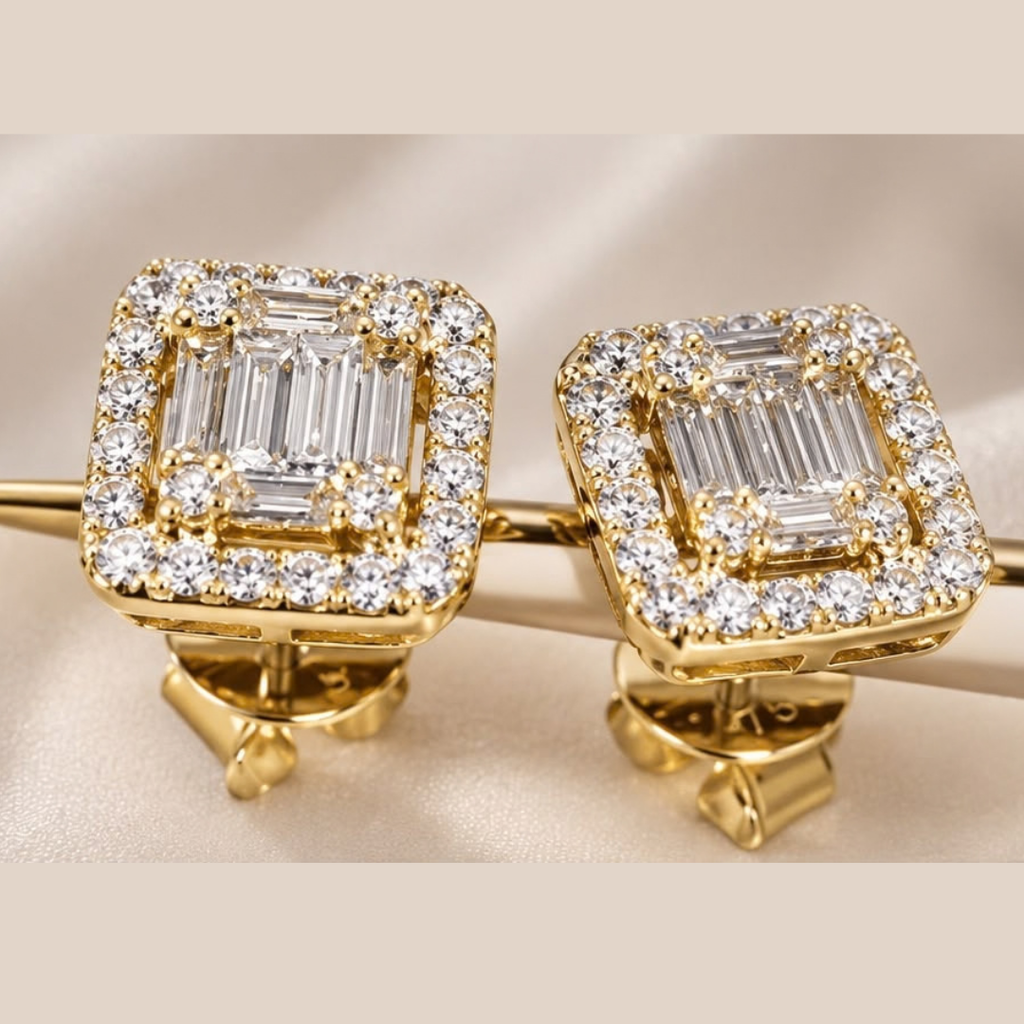 Aretes De Diamante Cuadrado